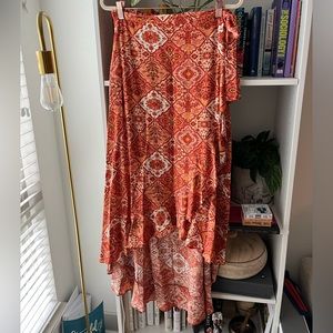 Orange patterned boho shirt